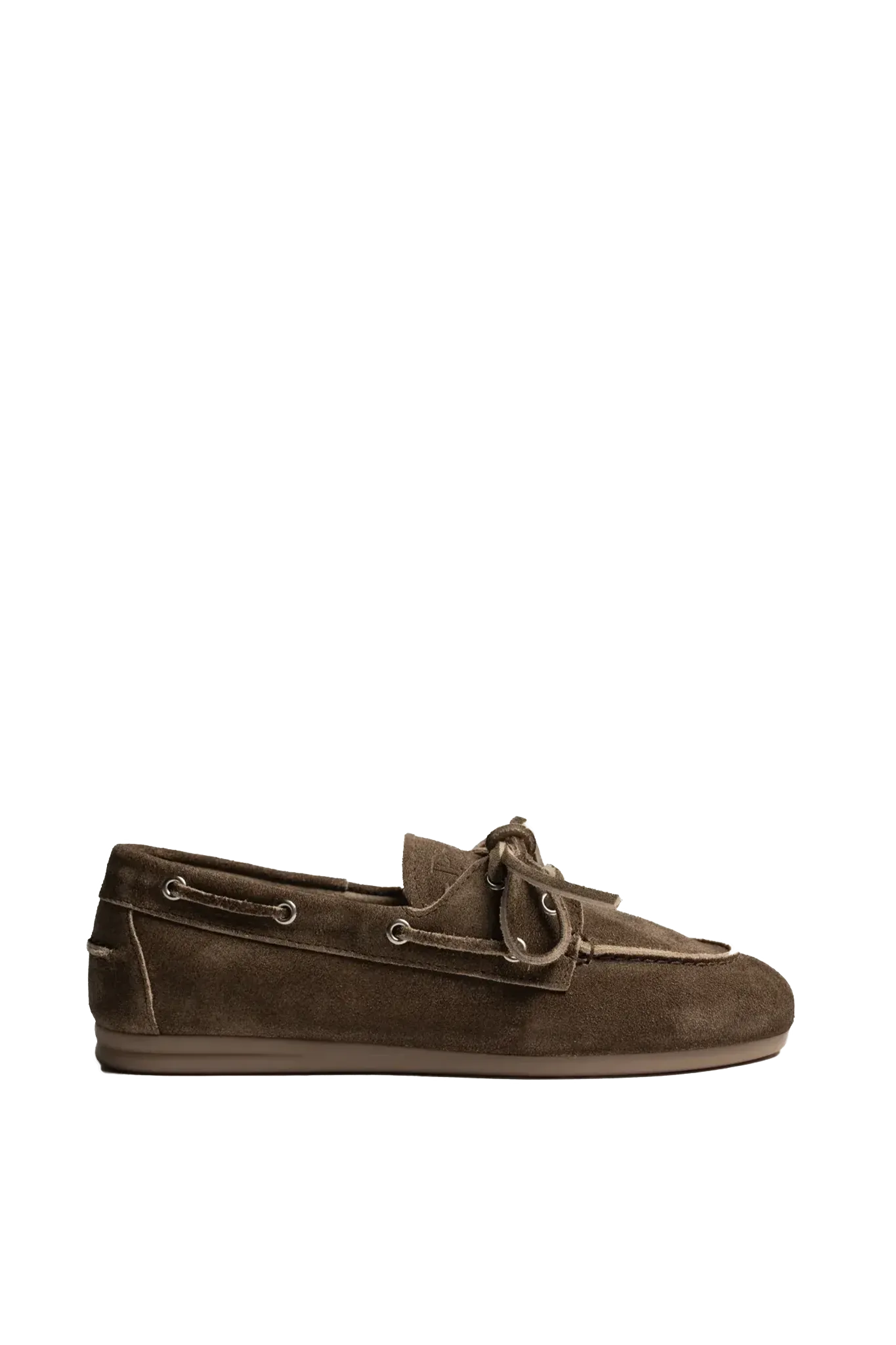Boat Loafer Brushed Suede in Dark Brown