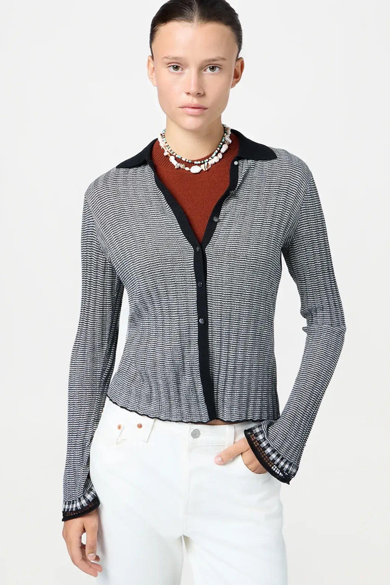 Shirt Fine Stripe in Black/Cream