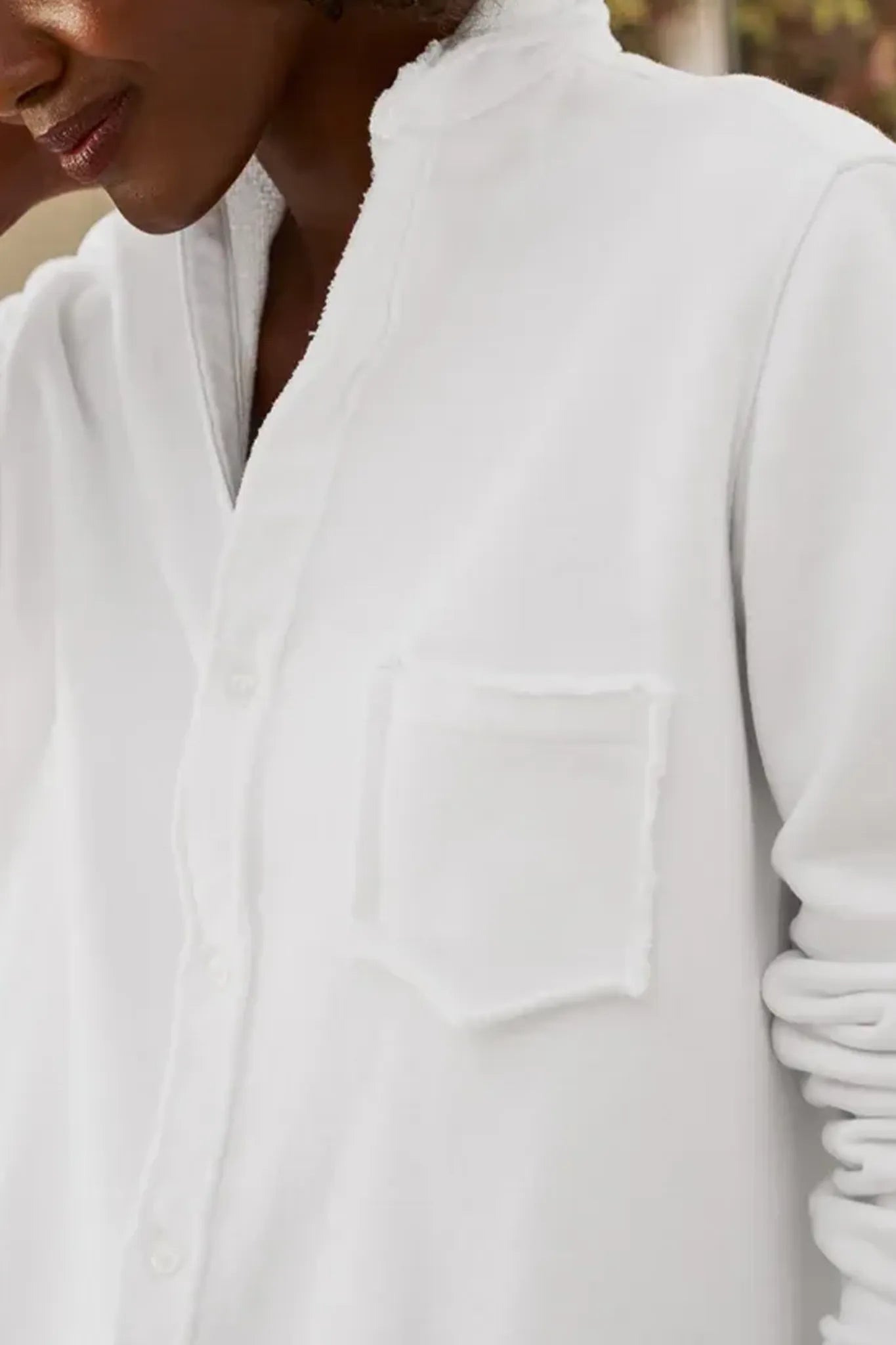 Sweat Shirt Eileen Relaxed Button Up in White
