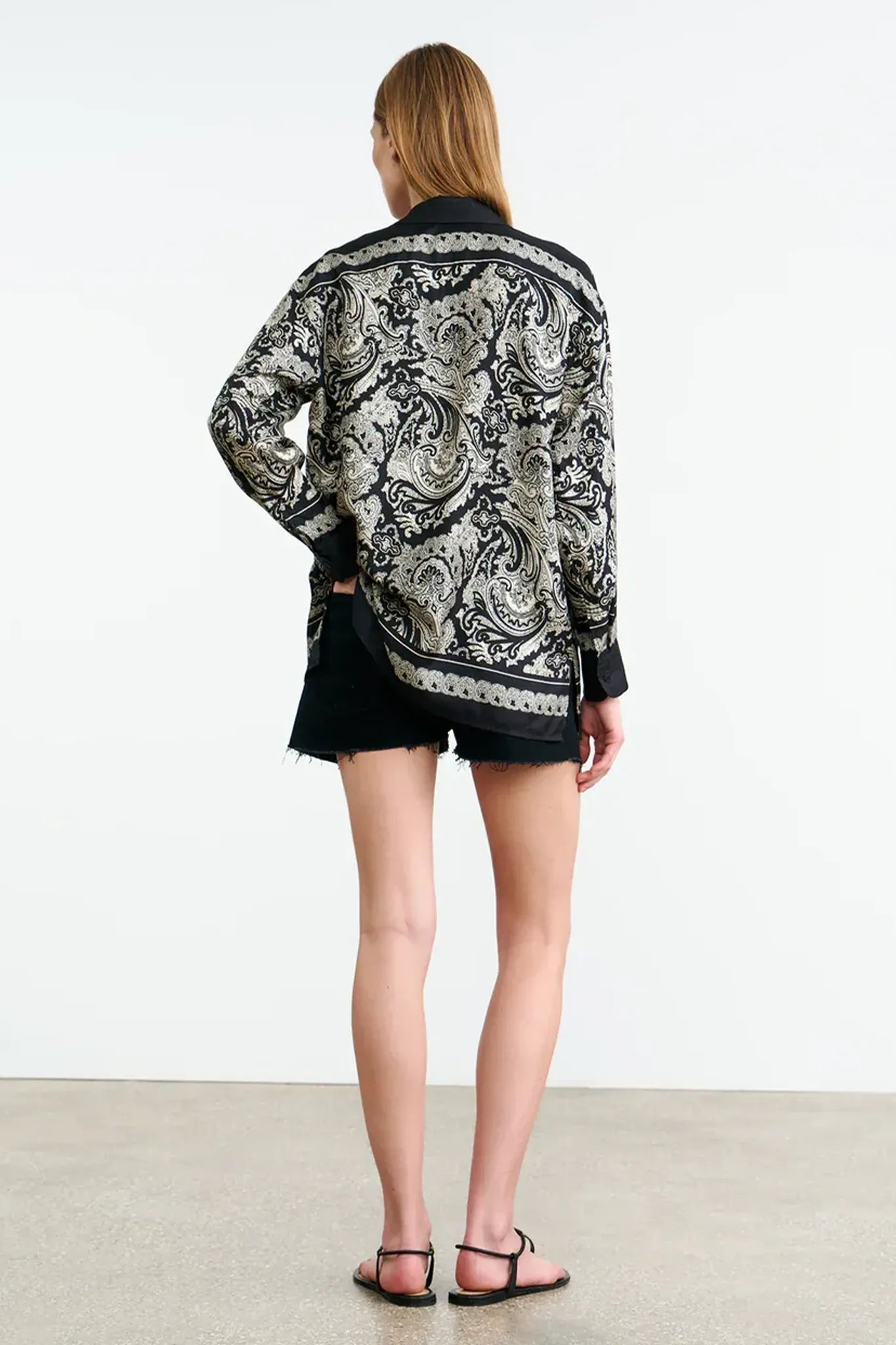 Shirt Alfie Printed Silk in Black/ivory