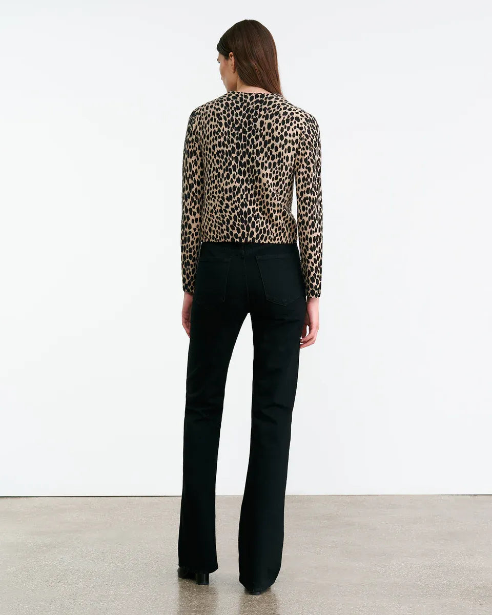 Cardigan Keelah Cashmere in Taupe/Black Cheetah