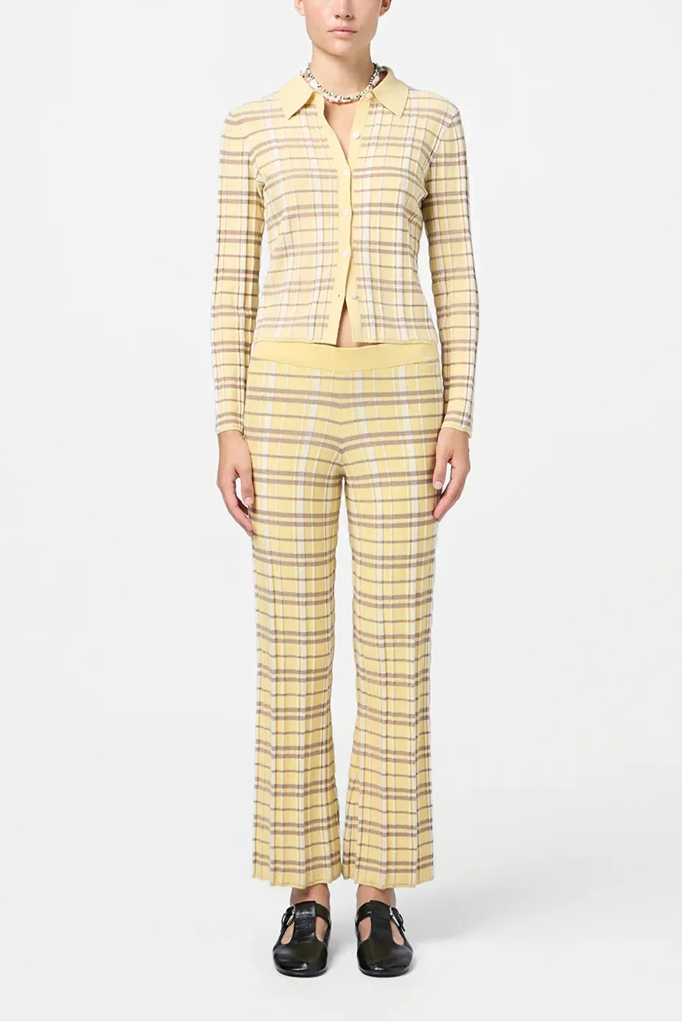 Hose Plaid Flare in Butter Combo