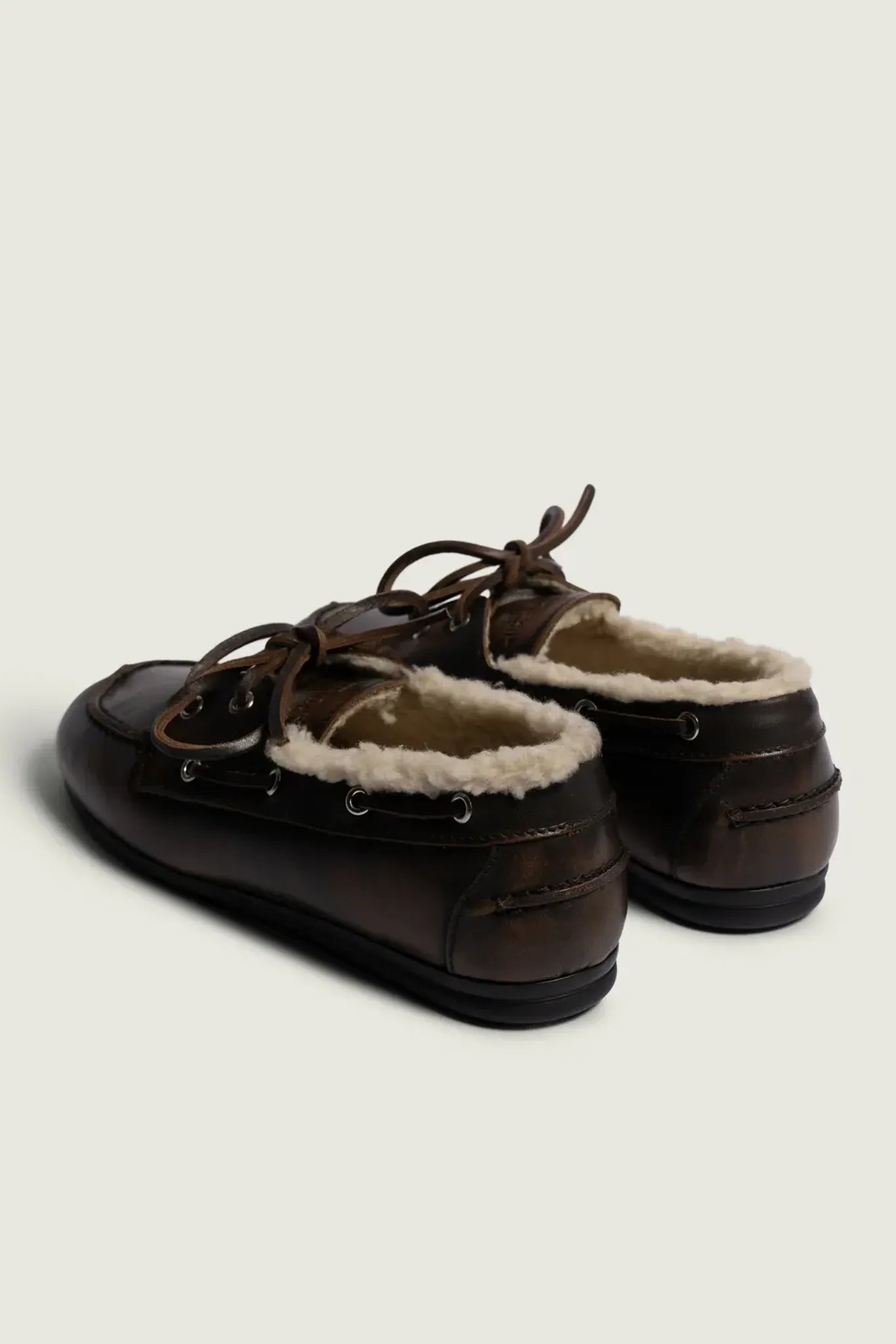 Boat Loafer Brushed Fur Leather in Coffee