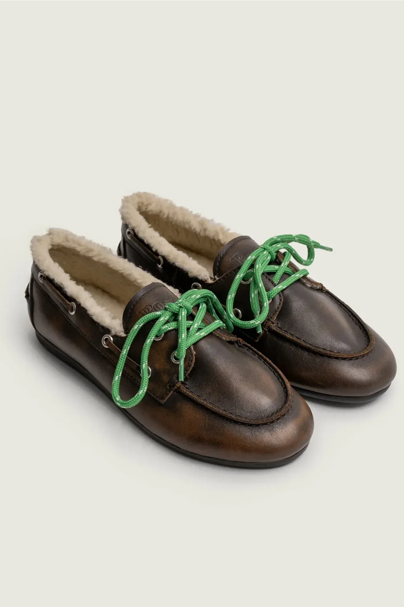 Boat Loafer Brushed Fur Leather in Coffee