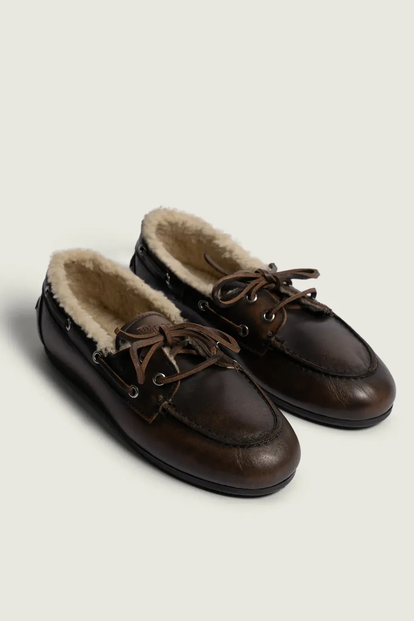 Boat Loafer Brushed Fur Leather in Coffee