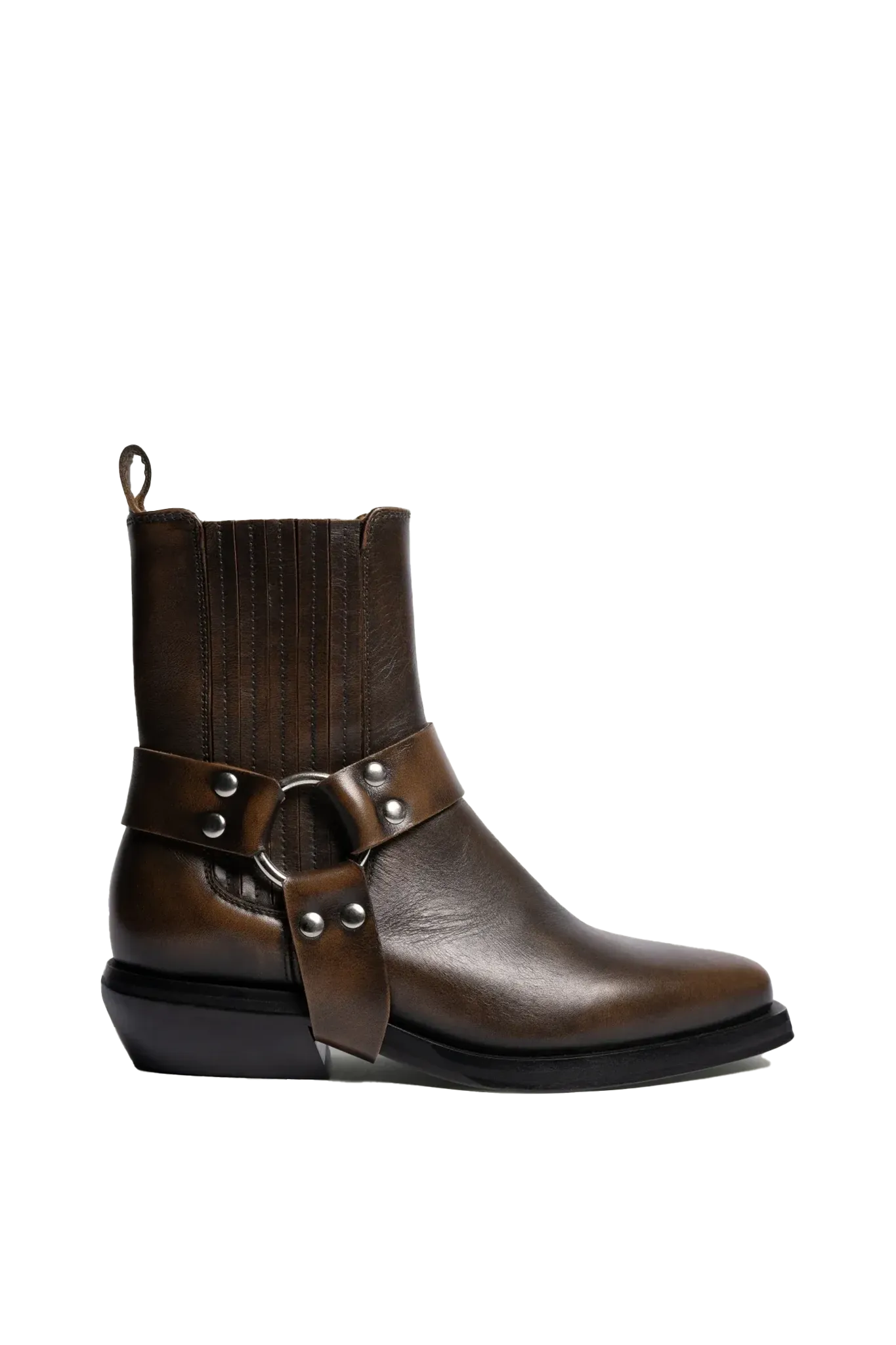 Texan Buckle Boot in Vintage Brown