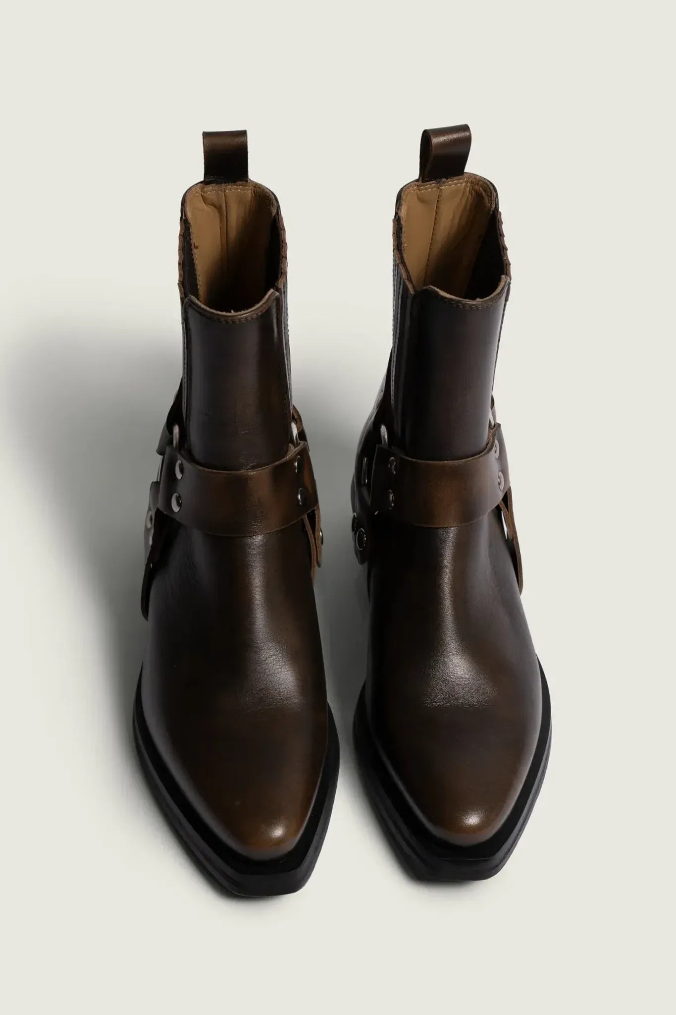 Texan Buckle Boot in Vintage Brown