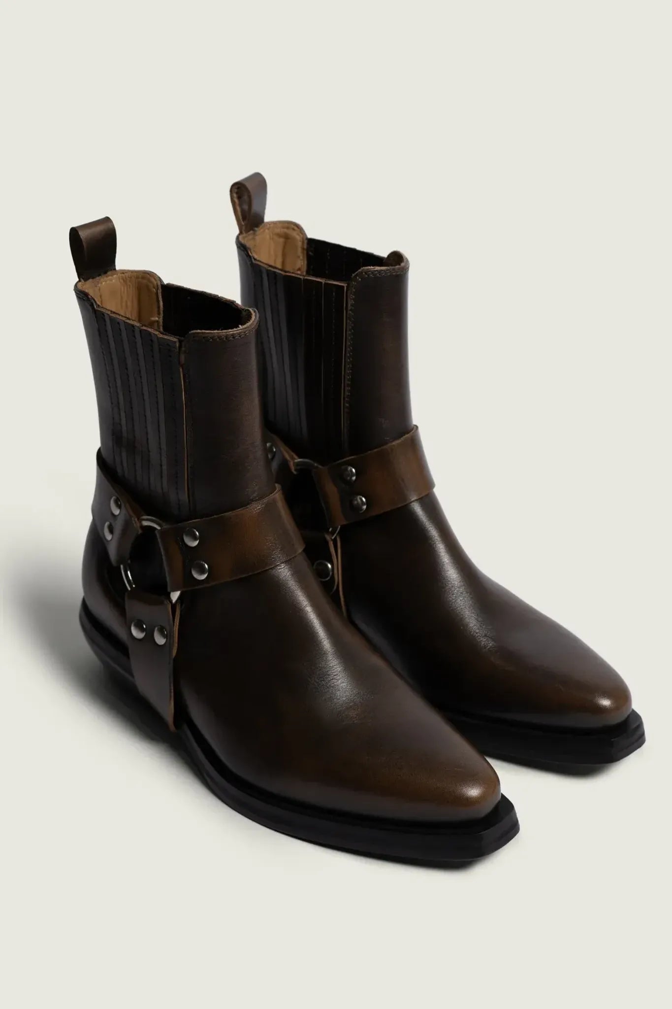 Texan Buckle Boot in Vintage Brown