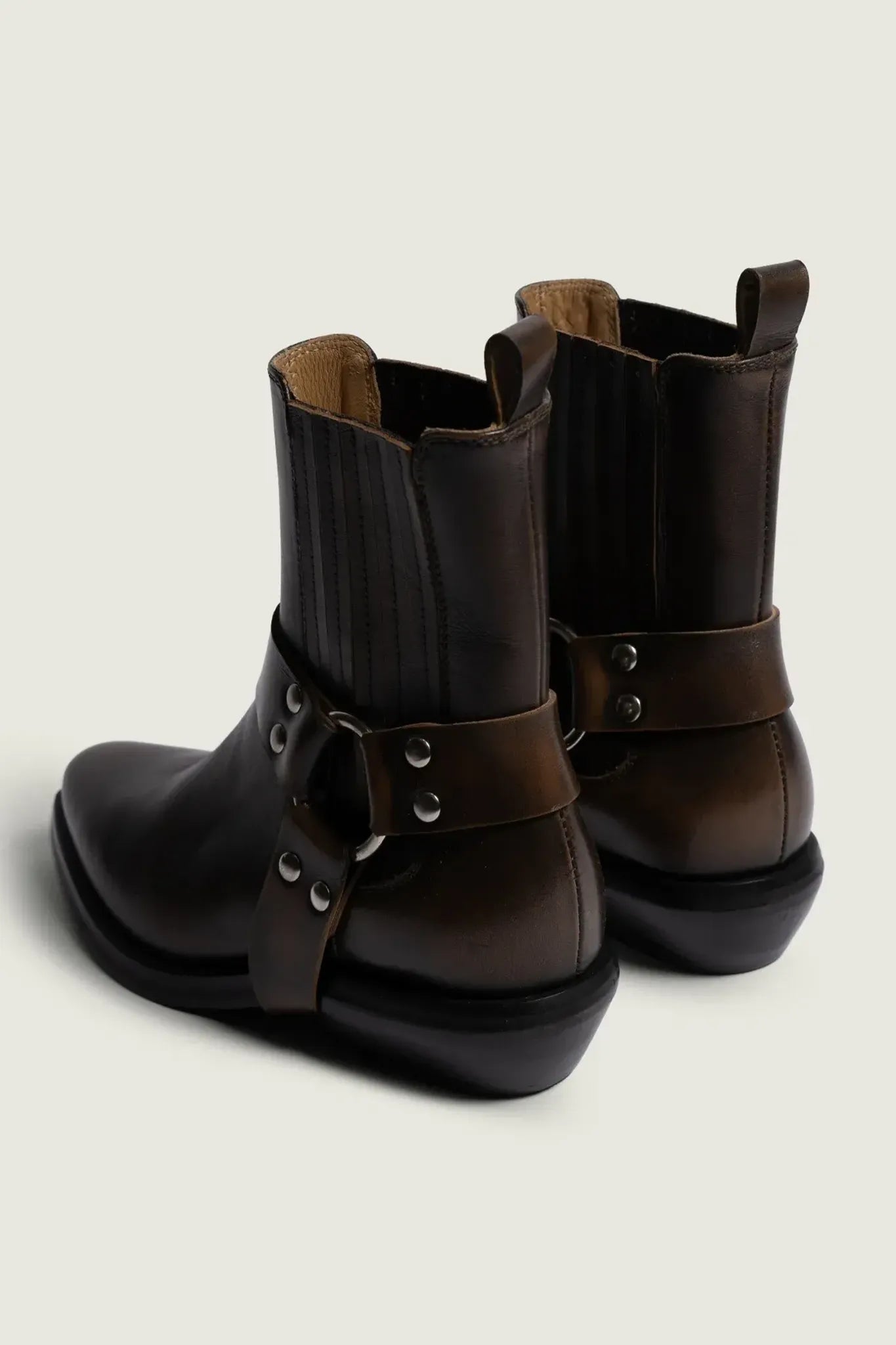 Texan Buckle Boot in Vintage Brown