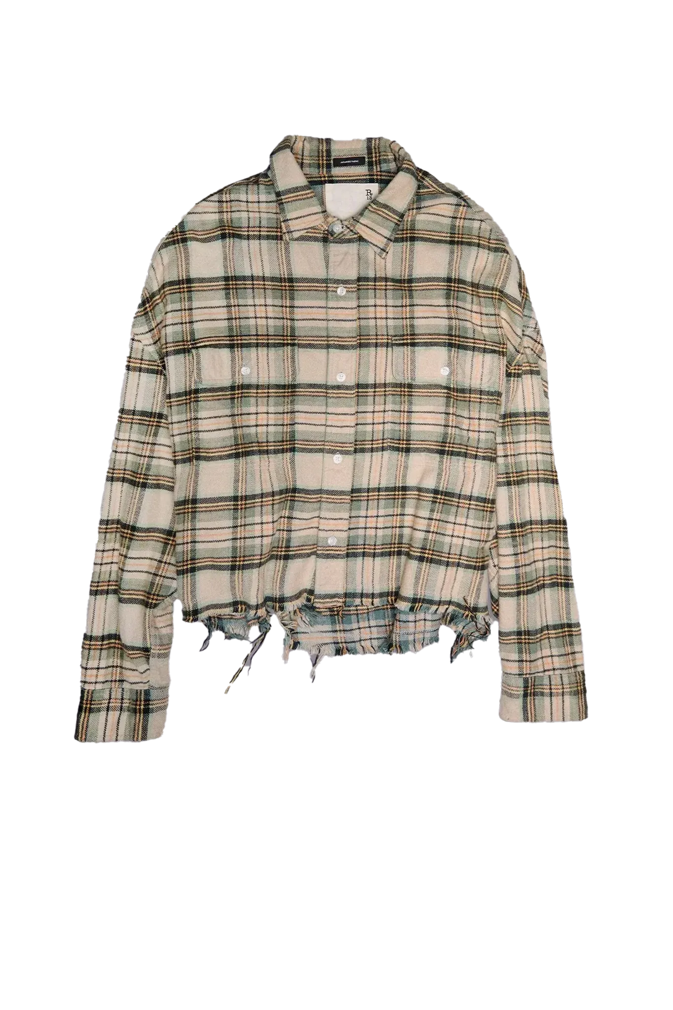 Shirt Cropped Work in Cream/Turquoise Plaid
