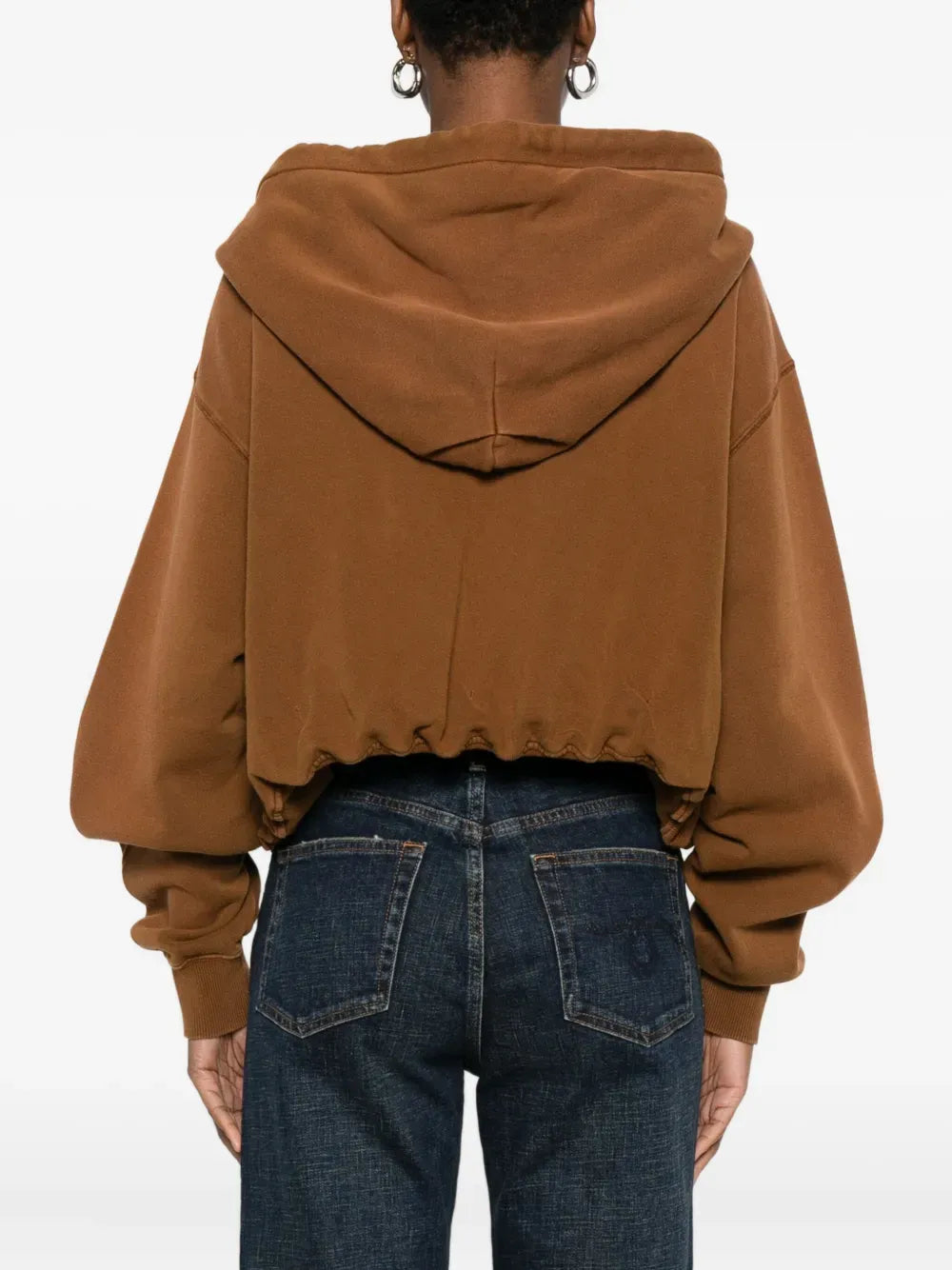 Hoodie Balloon Zip-Up in Light Brown