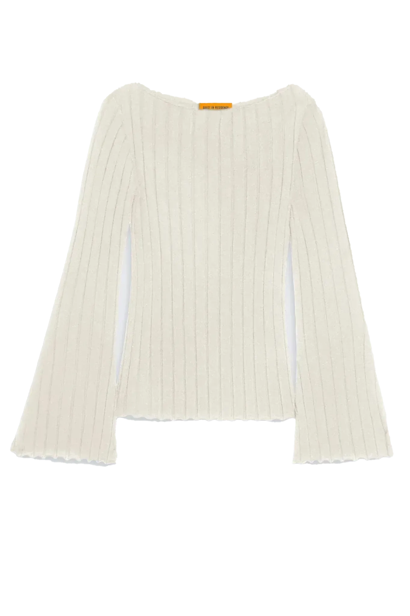 Shirt Rib Flare Top in Cream
