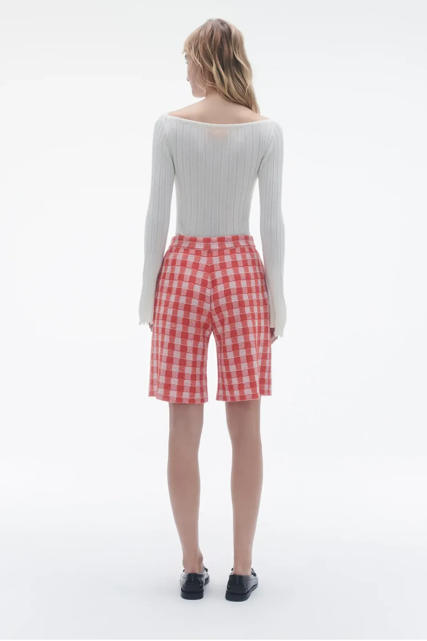 Shirt Rib Flare Top in Cream
