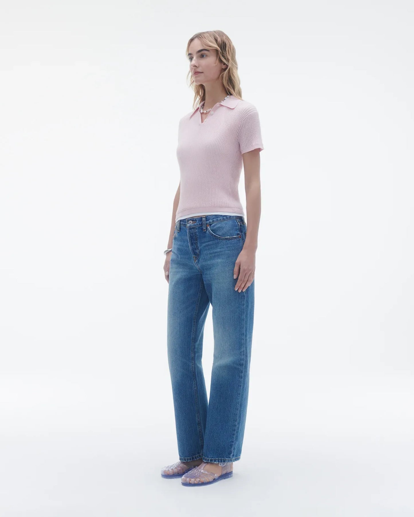 Polo Shrunken Cashmere  in Powder Pink