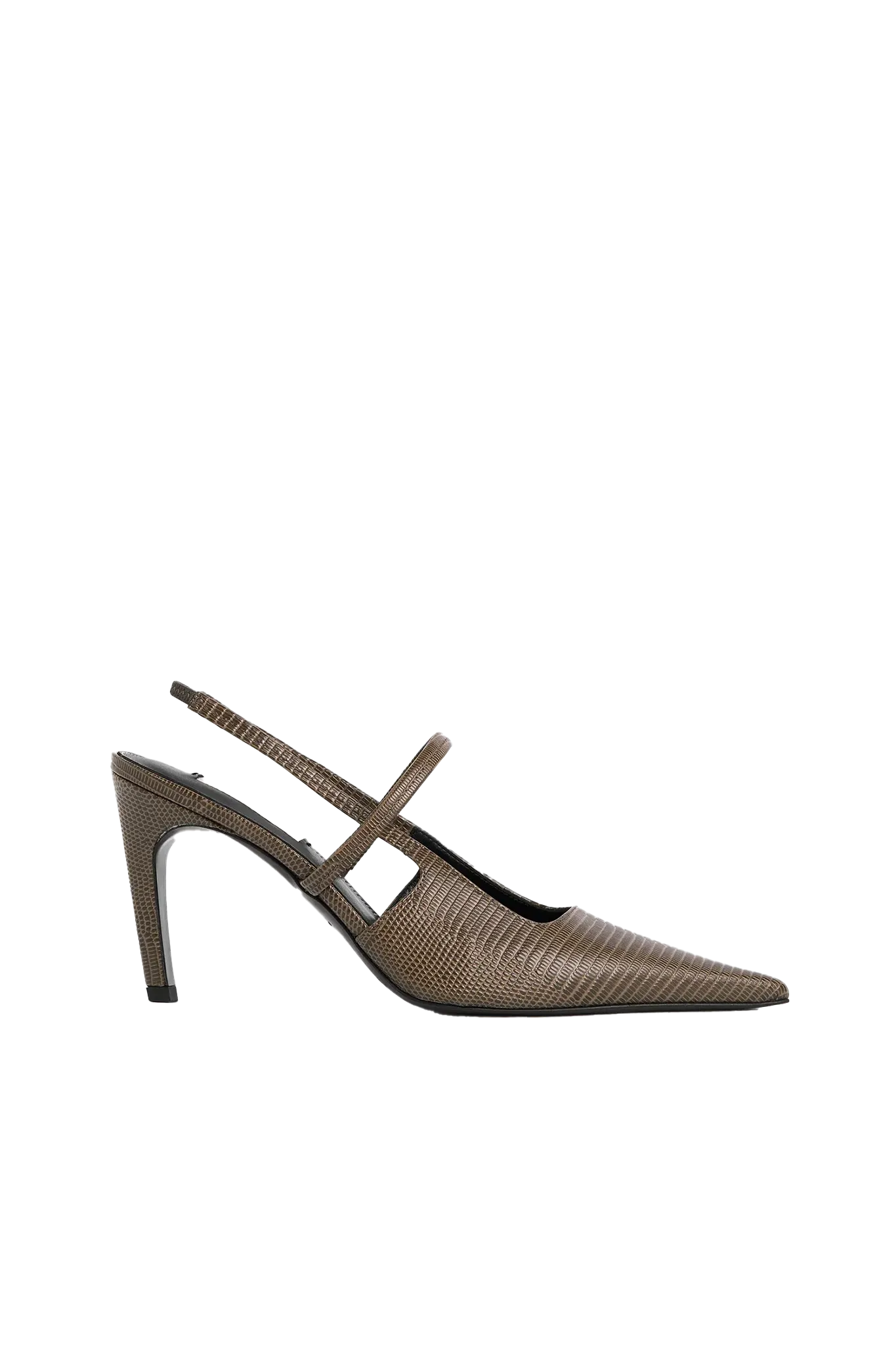 Pumps Lizard Embossed in Dark Olive