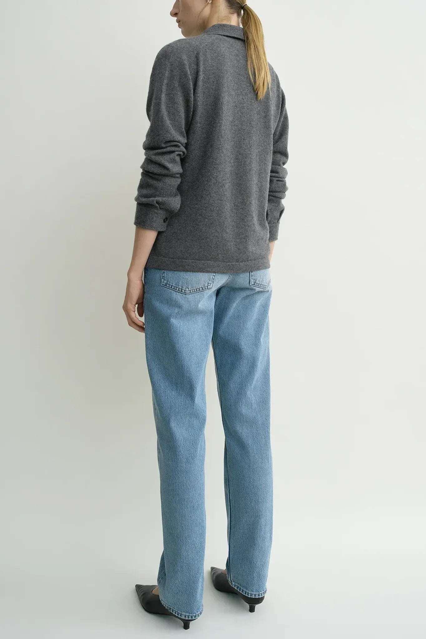 Cashmere Cardigan Raglan-Sleeve in Dark Grey Melange