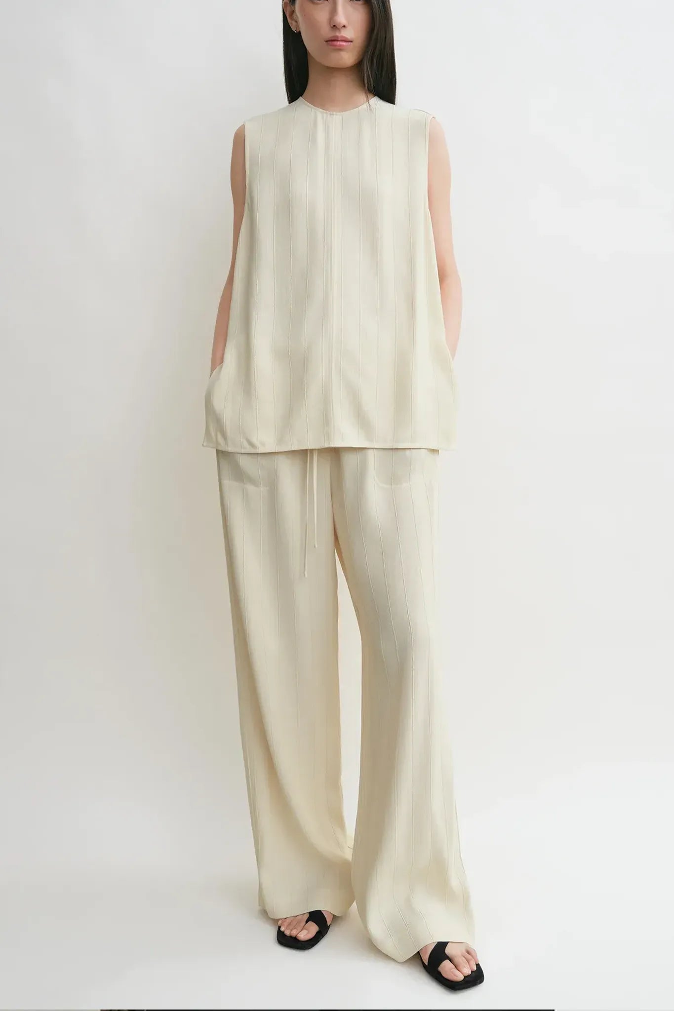 Top Woven Stripe in Ecru