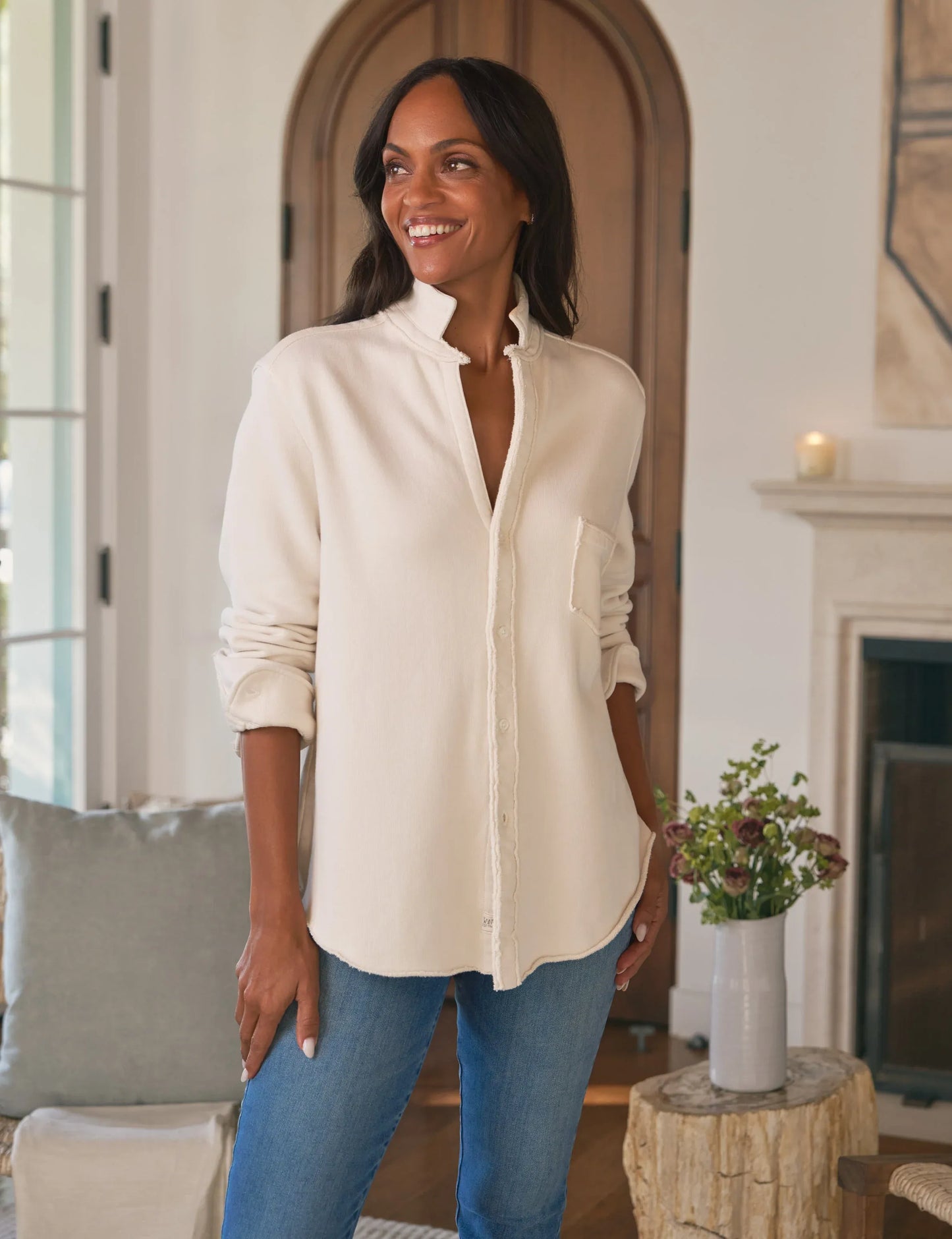 Shirt Eileen Relaxed Button Up in Vintage White