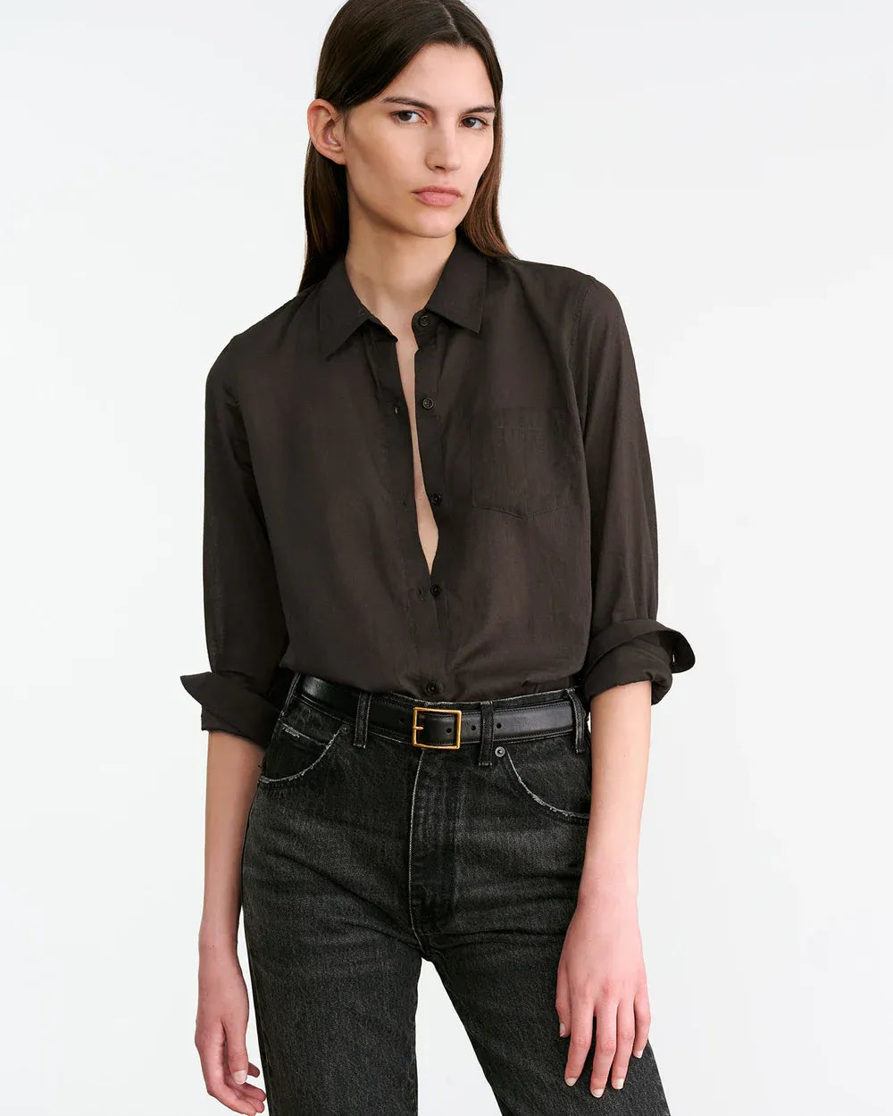 Shirt Cotton Voile NL in Chocolate Brown