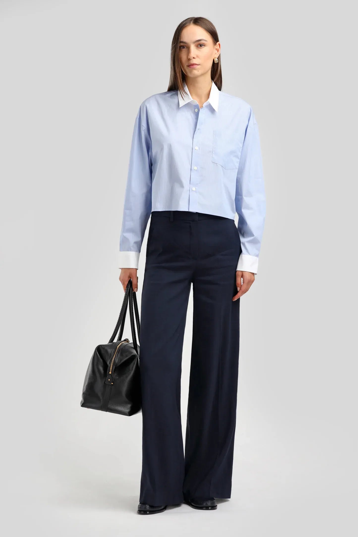 Bluse St.Germain cropped in Blue/White