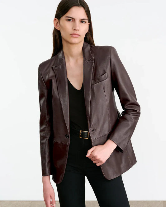 Jacke Belmonde Leather Tailored in Bordeaux