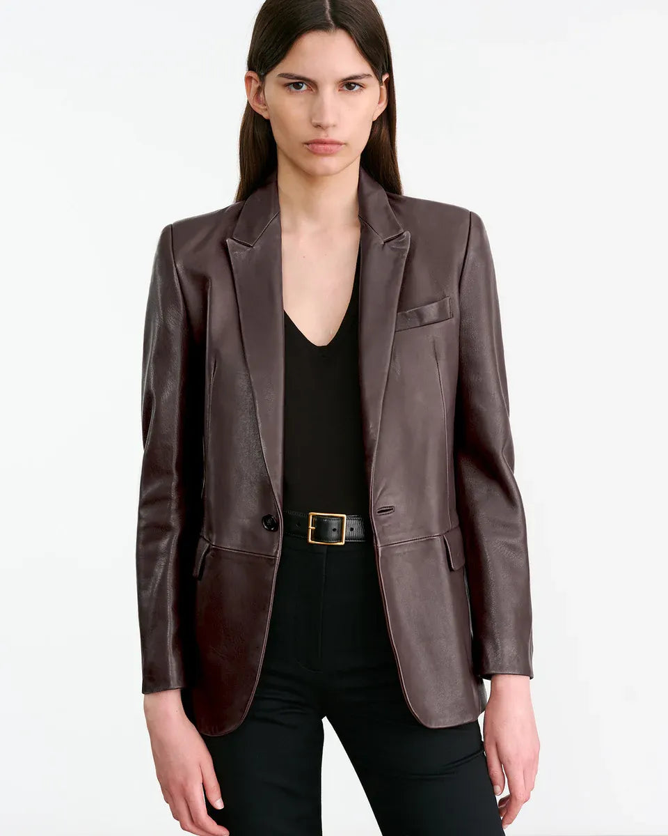 Jacke Belmonde Leather Tailored in Bordeaux