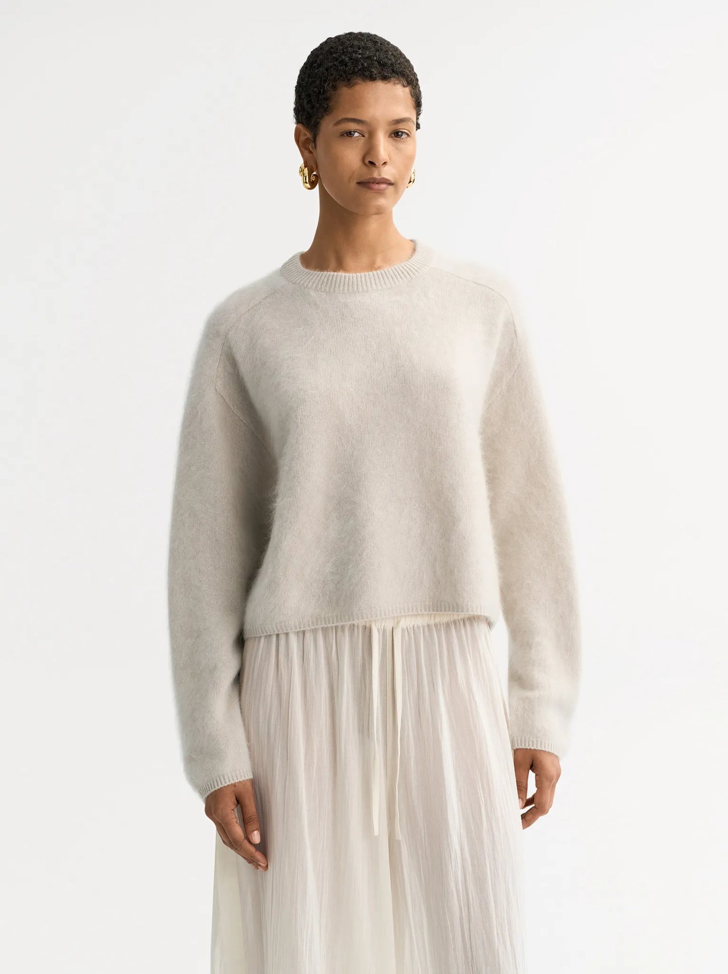 Pullover Brushed Crew Neck in Chalk