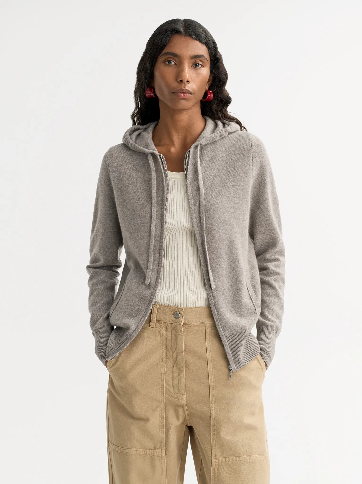 Zip Hoodie in Greige