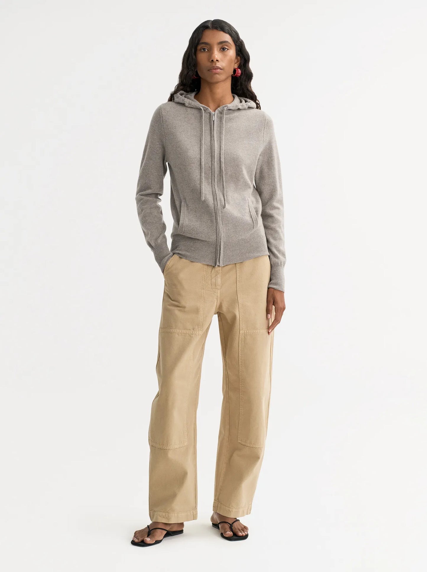 Zip Hoodie in Greige