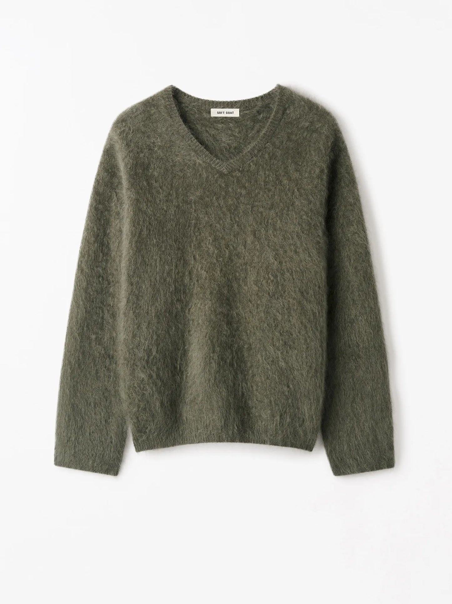 Pullover Brushed V-Neck in Olive