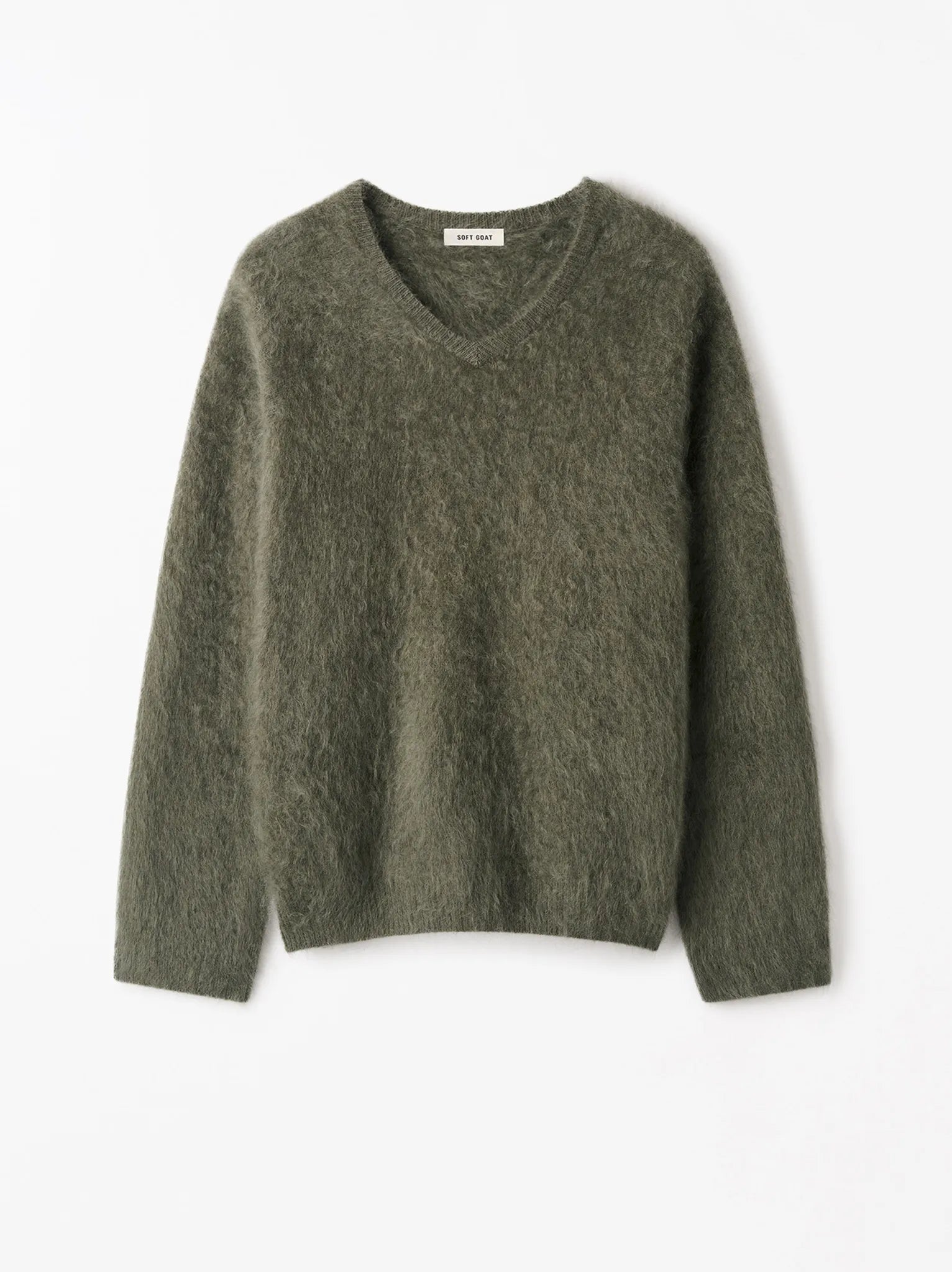 Pullover Brushed V-Neck in Olive