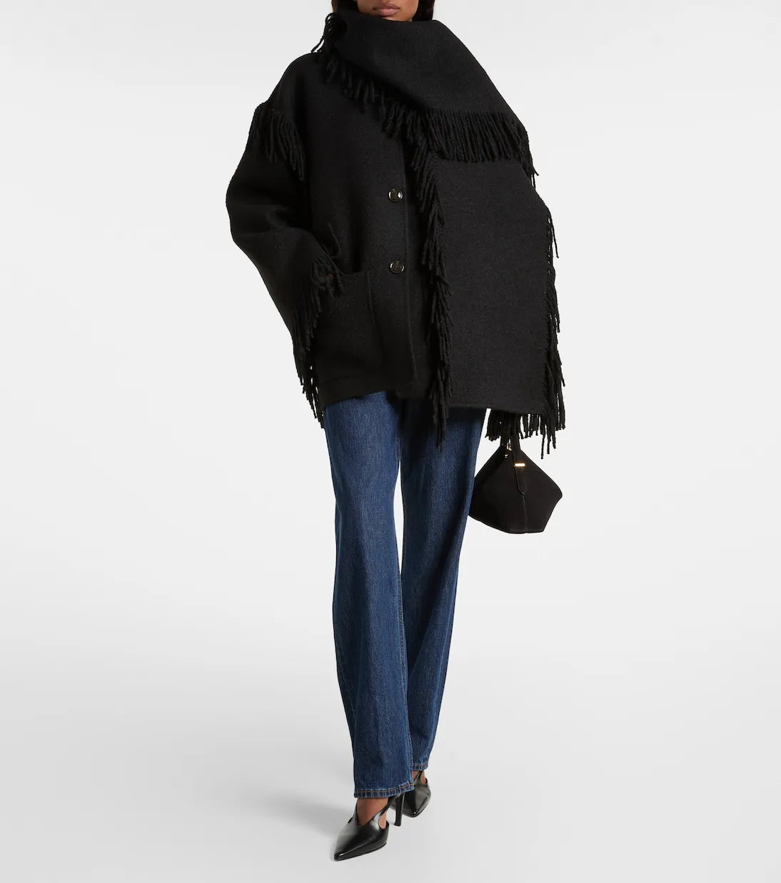 Jacke Fringed Scarf in Black