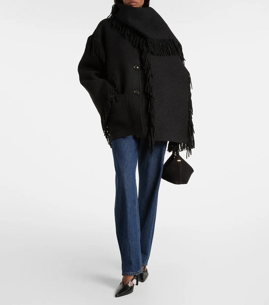 Jacke Fringed Scarf in Black