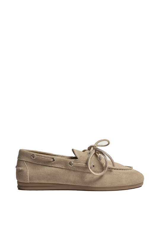 Boat Loafer Brushed Suede in Light Taupe