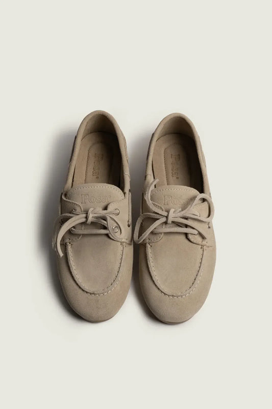 Boat Loafer Suede in Light Taupe