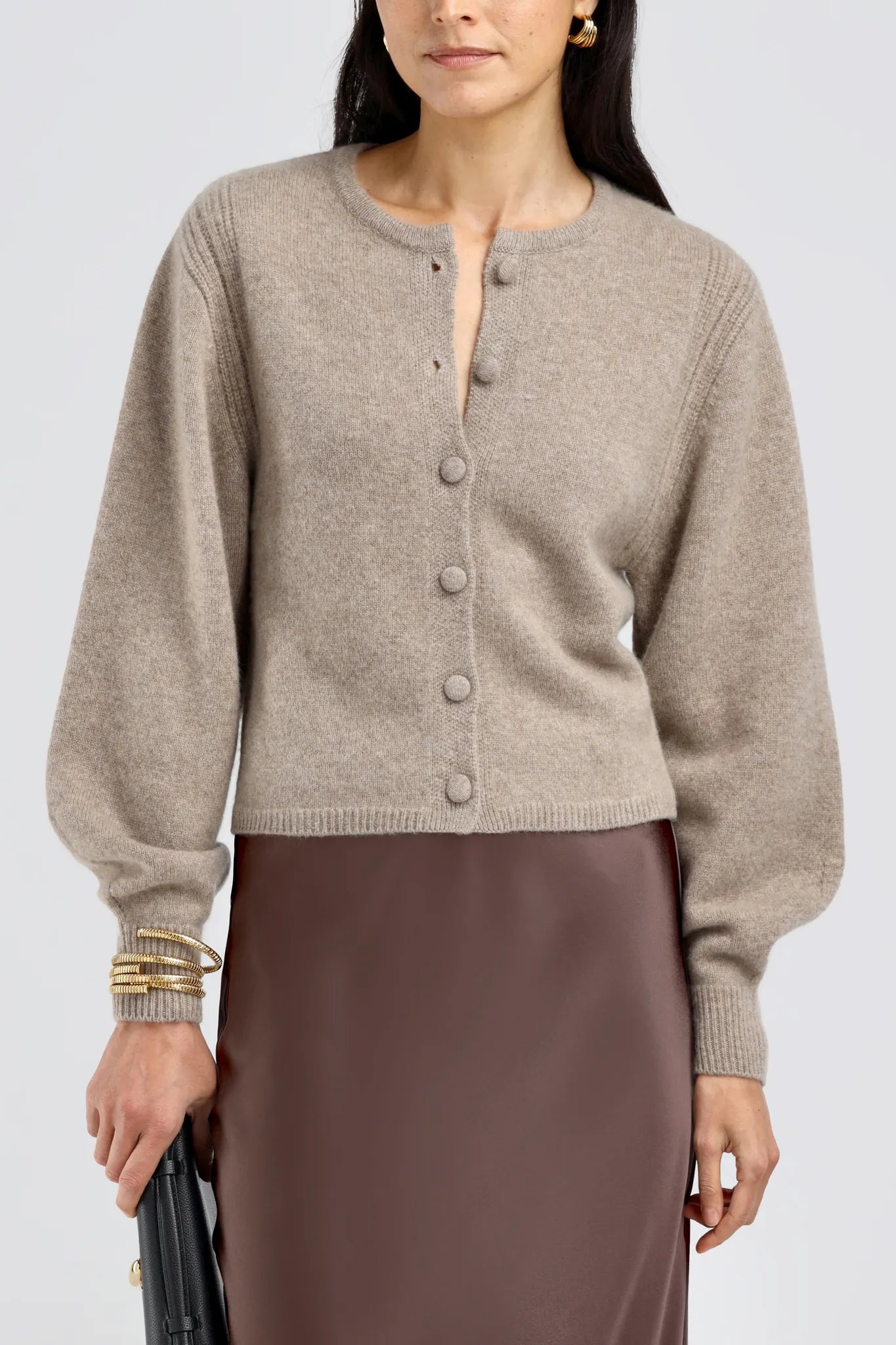 Cardigan Nala in Warm Taupe