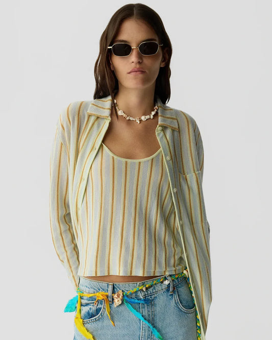 Shirt Fine Stripe Showtime in Limewash Combo