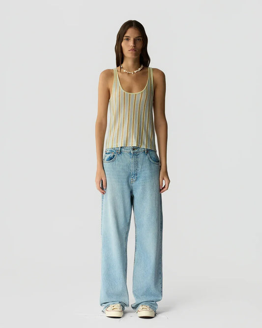 Tank Top Fine Stripe in Limewash Combo