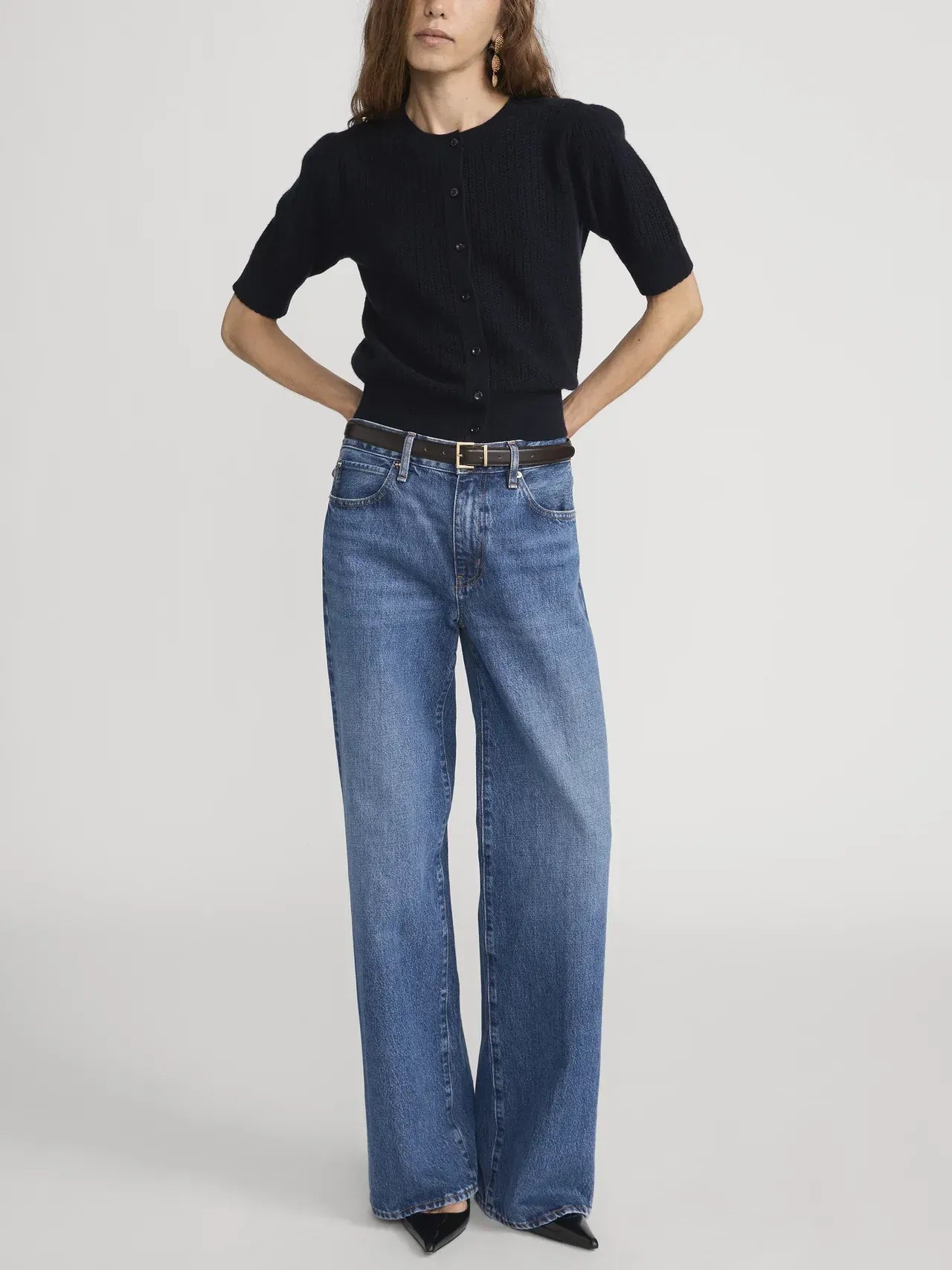 Cardigan The SS Chain Pointelle  in Navy