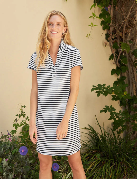Polo Kleid Lauren in White British Stripe
