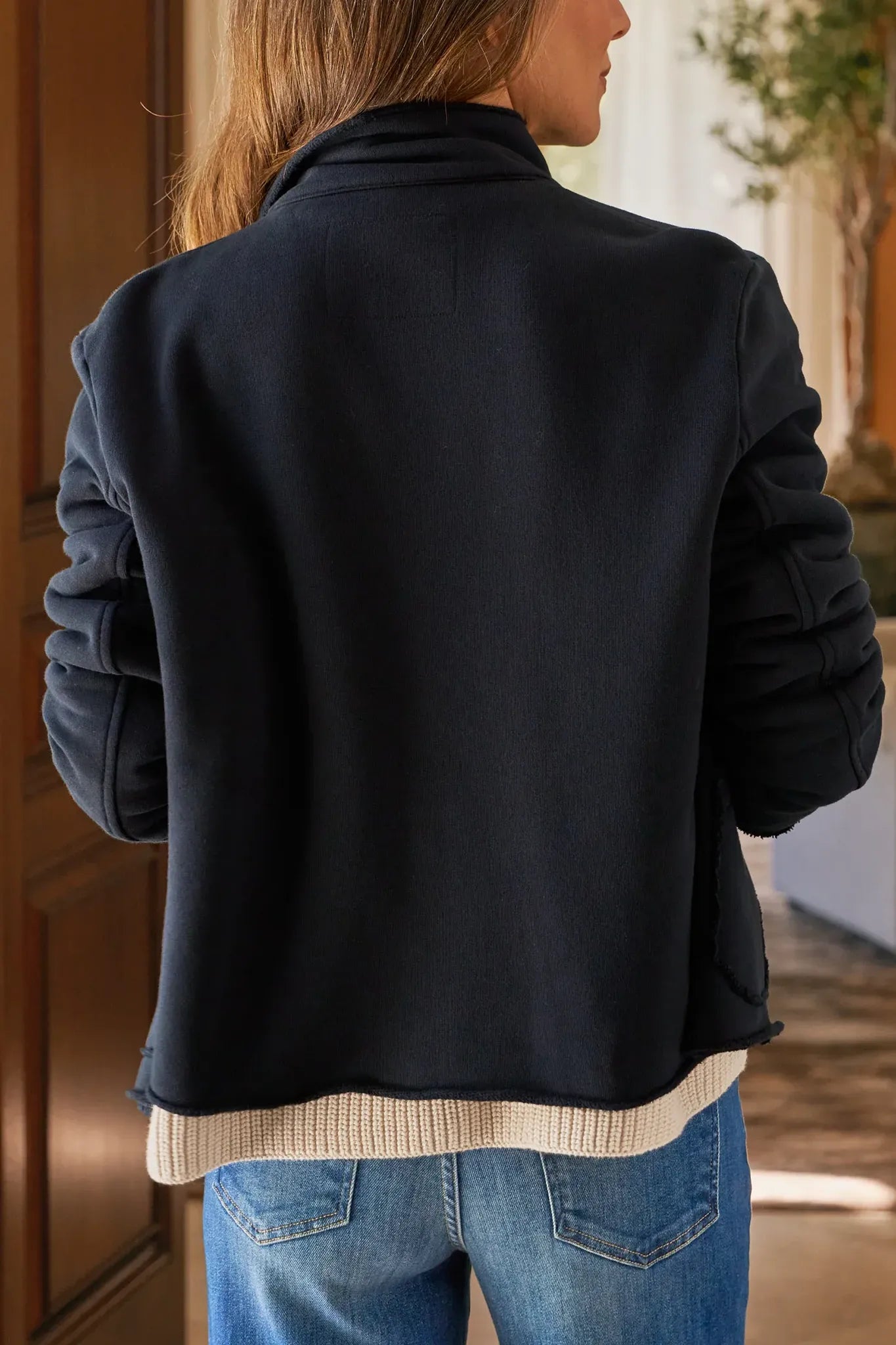 Sweat Jacke Peacoat in Royal Navy