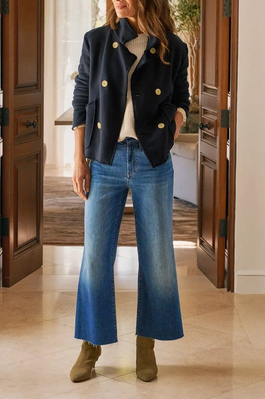 Sweat Jacke Peacoat in Royal Navy