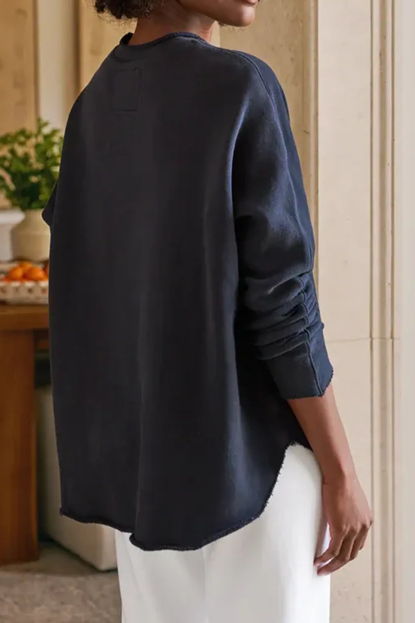 Sweat Shirt Anna Long Sleeve Capelet in Royal Navy