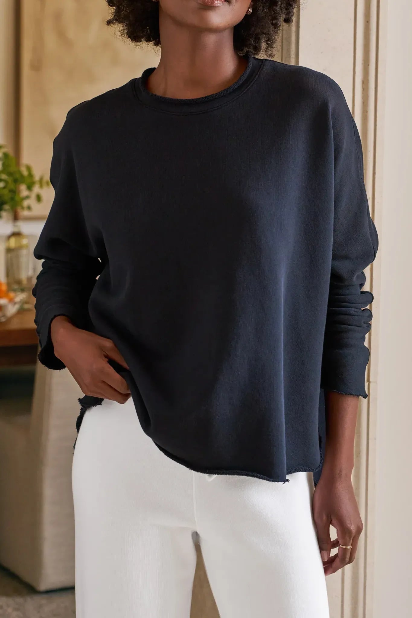 Sweat Shirt Anna Long Sleeve Capelet in Royal Navy
