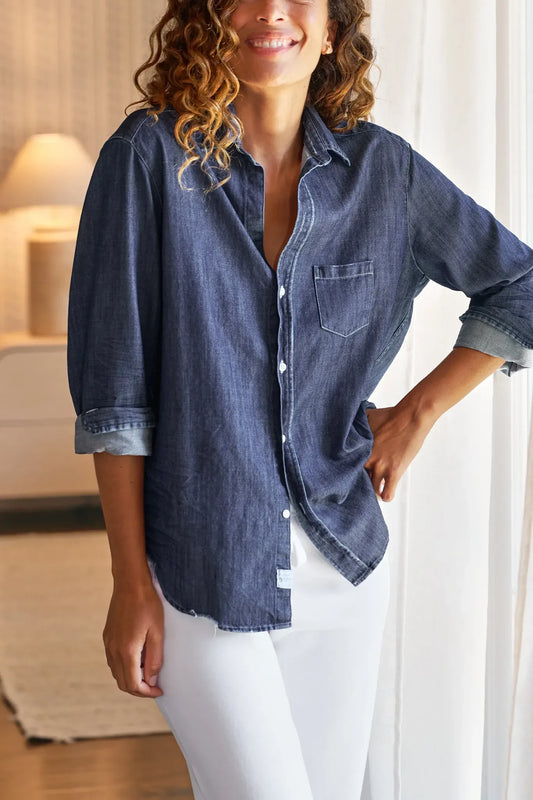 Shirt Eileen Relaxed Button Up in Vintage Dark Indigo Wash