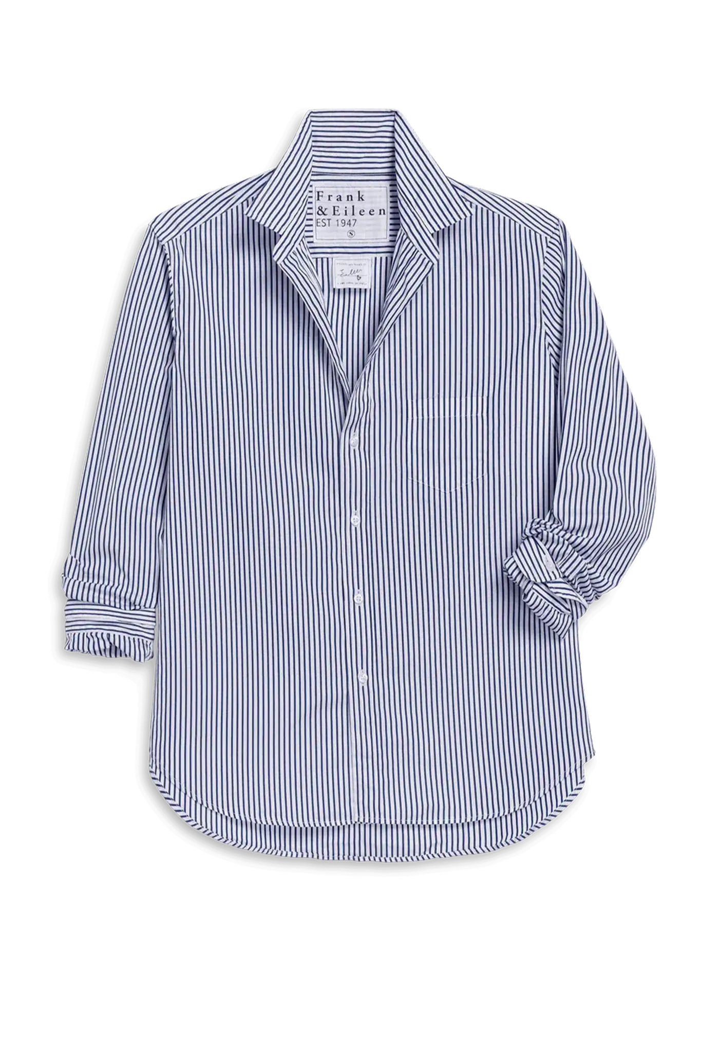 Shirt Eileen Relaxed Button Up in White Navy Stripe