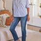 Shirt Eileen Relaxed Button Up in White Navy Stripe