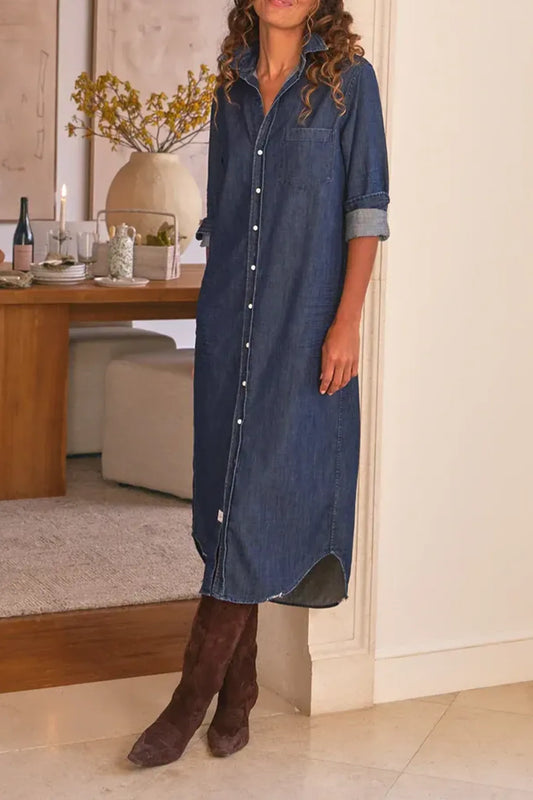 Maxi Shirtkleid Rory in Vintage Dark Wash