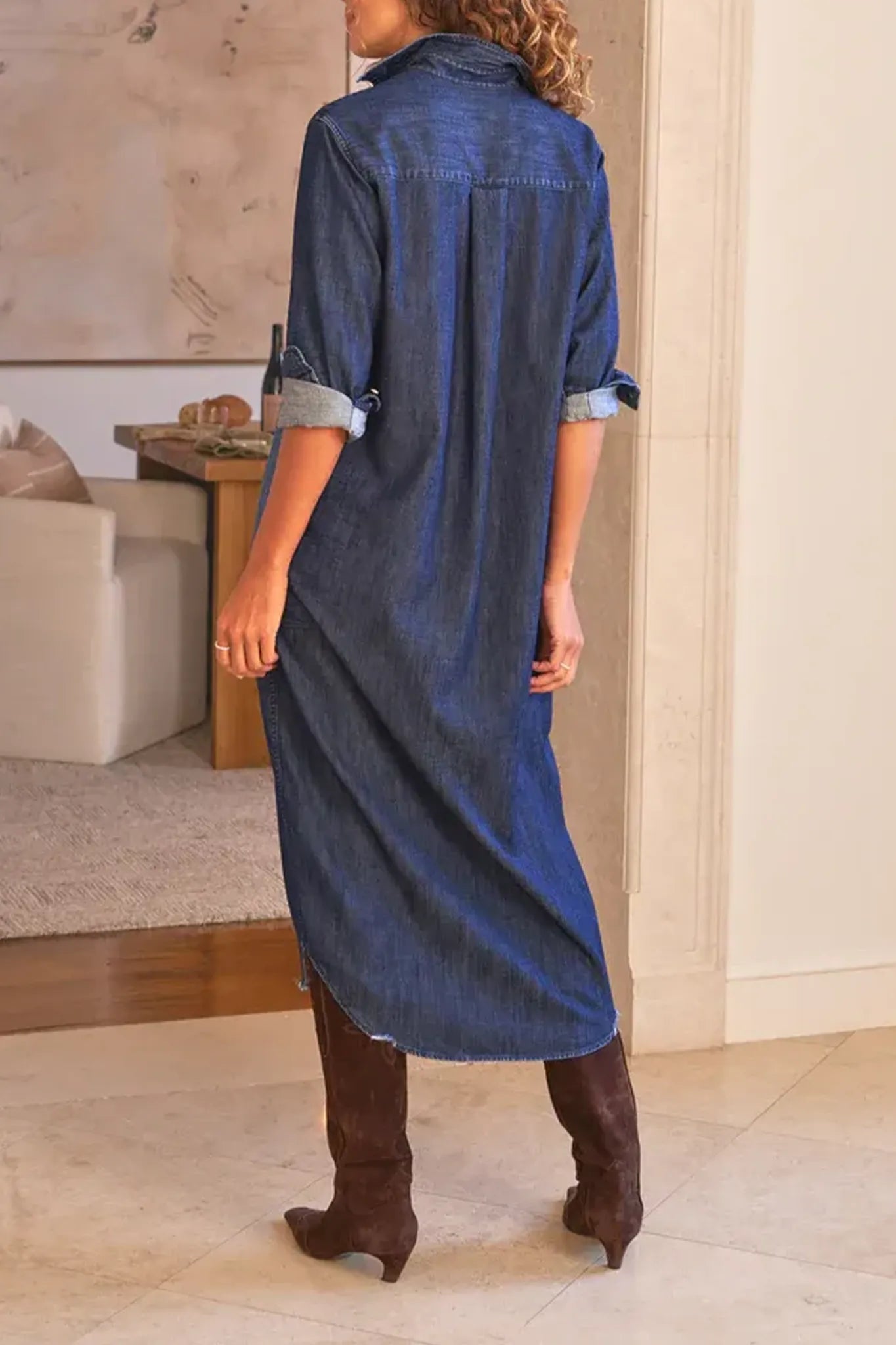 Maxi Shirtkleid Rory in Vintage Dark Wash