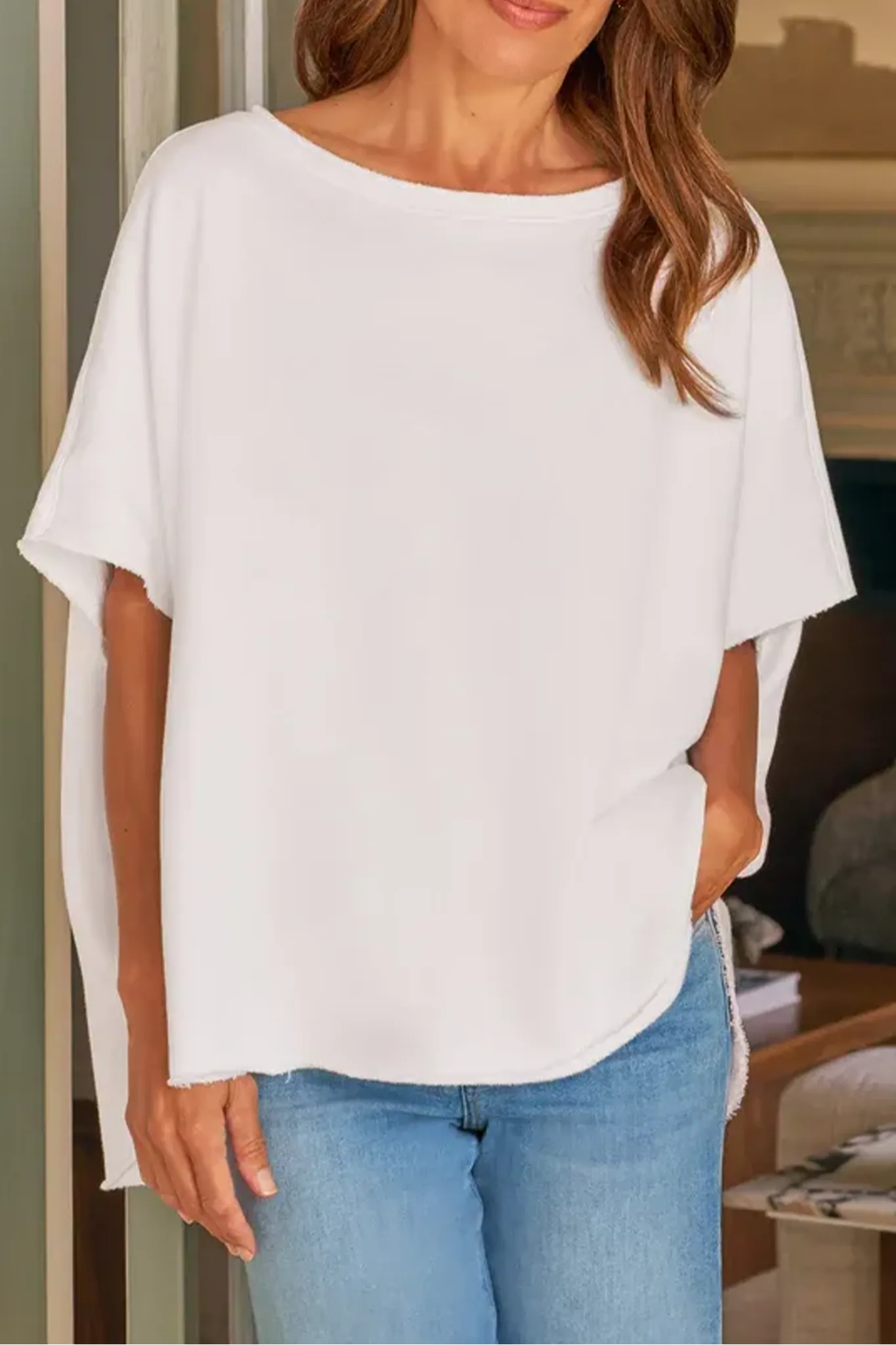 Sweater Capelet Olive in White